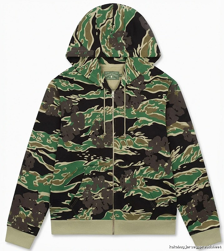 DENIM TEARS camouflage-style green and black hoodie