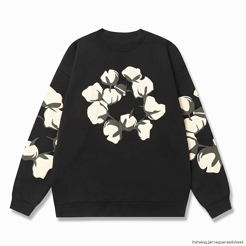 DENIM TEARS Cotton Printed Black Sweatshirt