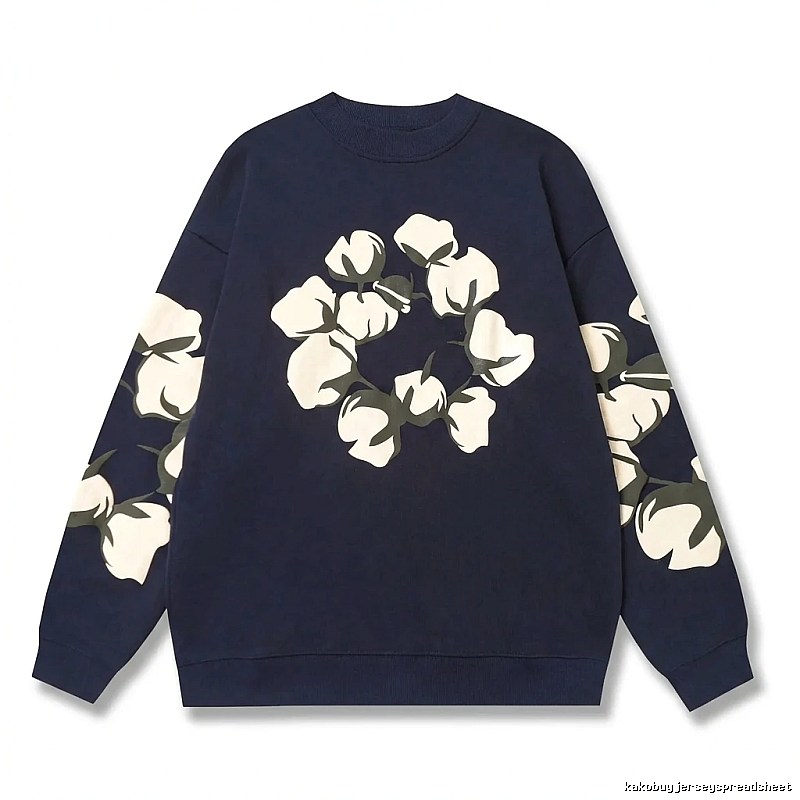 DENIM TEARS Retro Style Navy Blue Sweatshirt