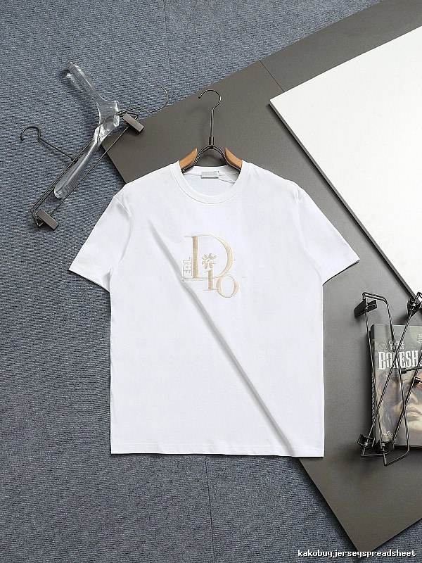 Dior Embroidered Light Luxury Style White T-Shirt