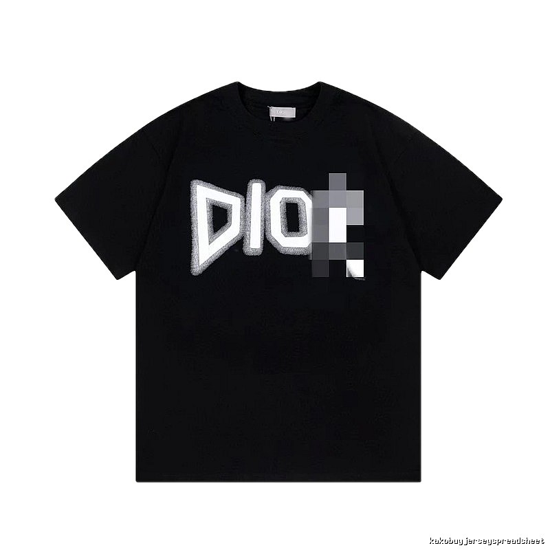 Dior Flocked Letter Street Style Black T-Shirt