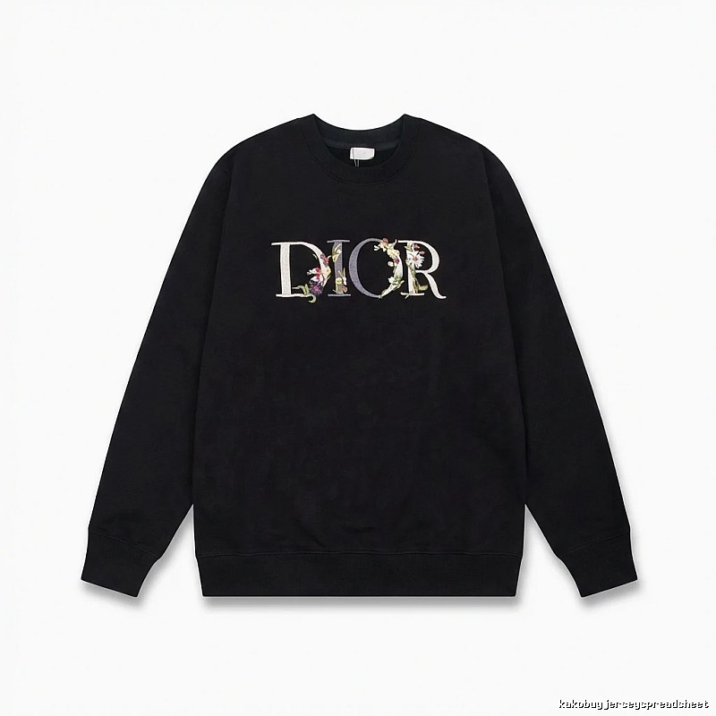 Dior Floral Alphabet Style Black Sweatshirt