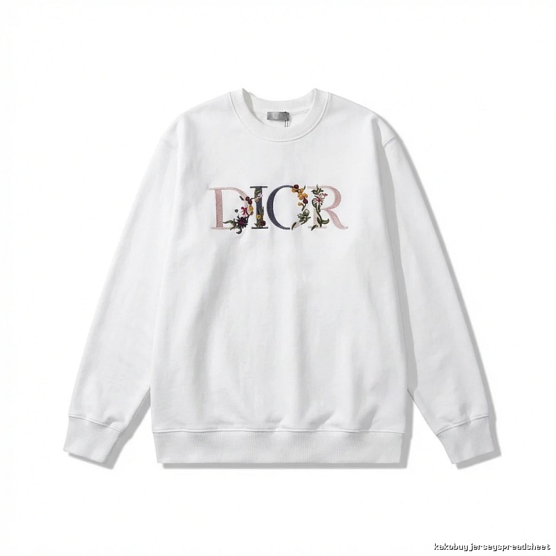 Dior floral embroidery style white sweatshirt