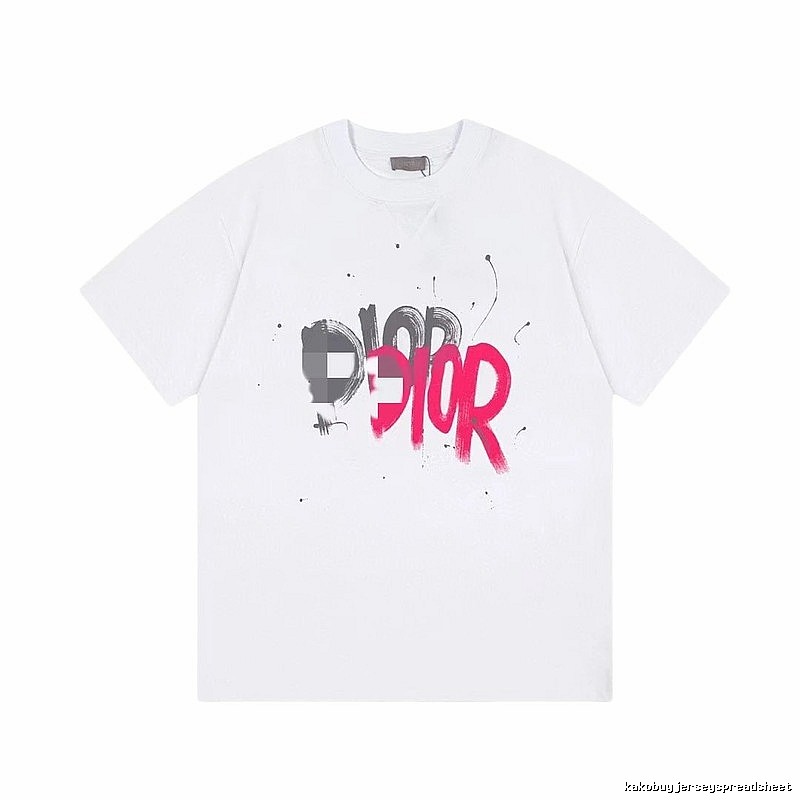Dior Graffiti Street Style White Short-Sleeve T-Shirt