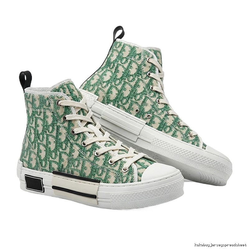 Dior high-top retro green canvas shoes