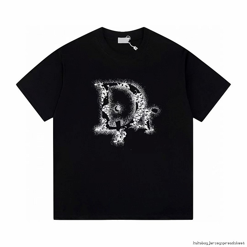 Dior Large D Print Trendy Style Black T-Shirt