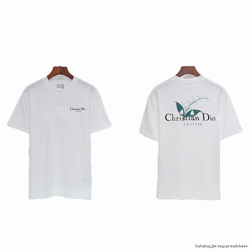 Dior Lily of the Valley Collection Casual Style White T-Shirt
