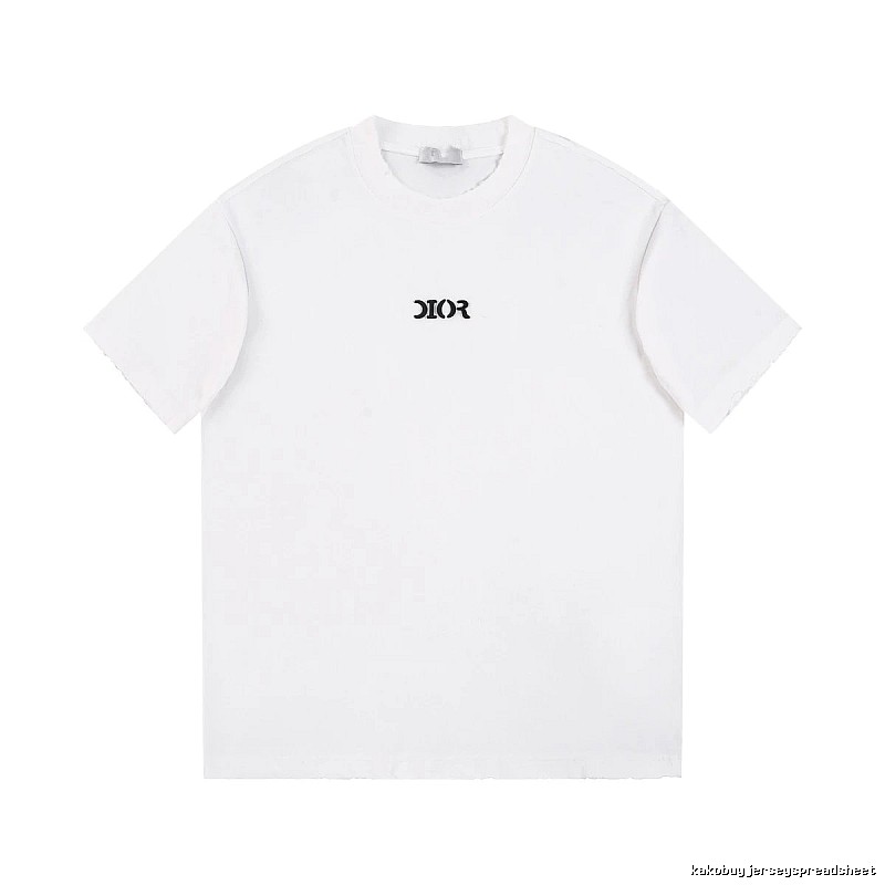 Dior Minimalist Style Embroidered Logo White Short-sleeved T-shirt