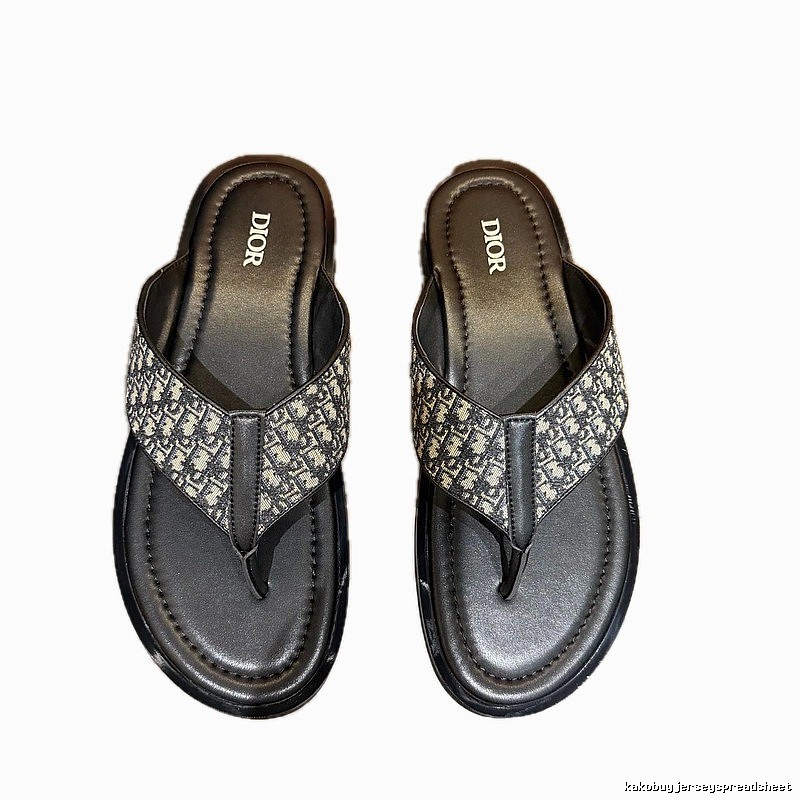 Dior Monogram Casual Style Black Patchwork Flip-Flops