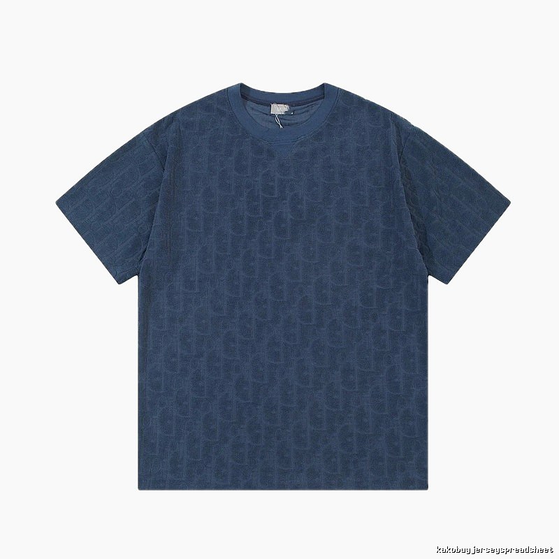 Dior Oblique All-over Print Light Luxury Style Navy Blue T-Shirt