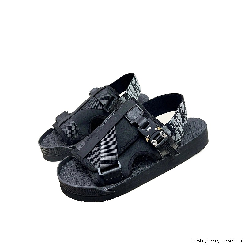 Dior Oblique Light Luxury Style Black and Grey Sandals