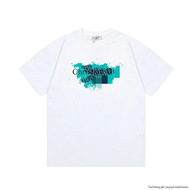 Dior Trendy Style Ink Wash Print White T-Shirt