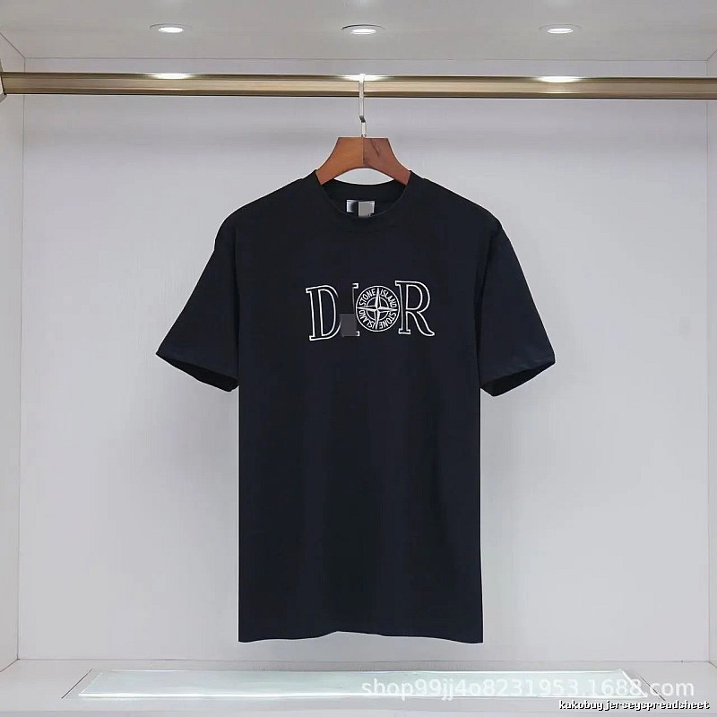 Dior x Stone Island Co-branded Casual Black Short-sleeve T-shirt