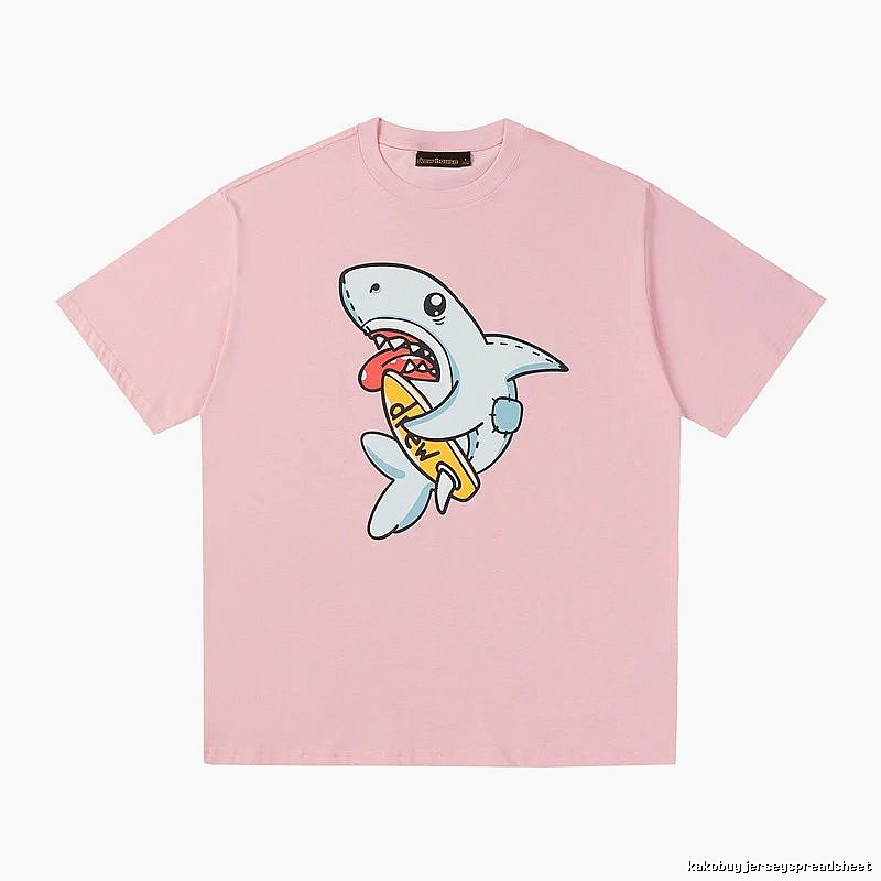 DREW Cartoon Style Shark Print Pink T-shirt