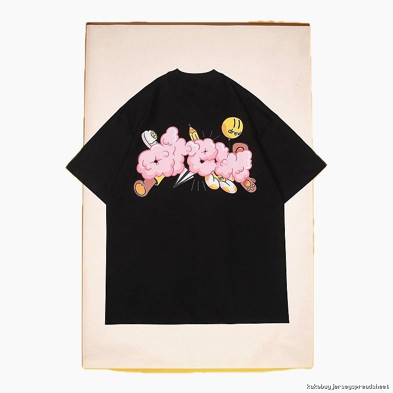 DREW Cloud Print Street Style Black Short Sleeve T-Shirt
