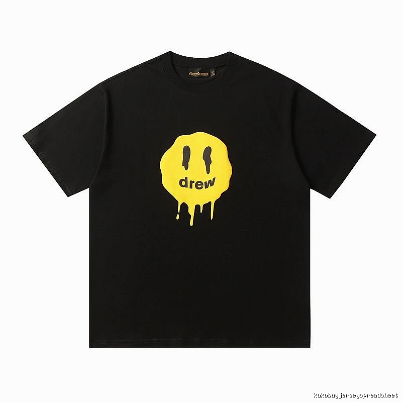DREW Melted Smiley Face Street Style Black T-Shirt