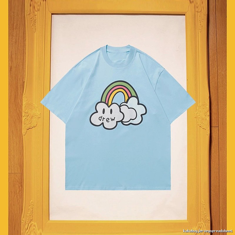 DREW Rainbow Cloud Casual Style Light Blue Short Sleeve T-Shirt
