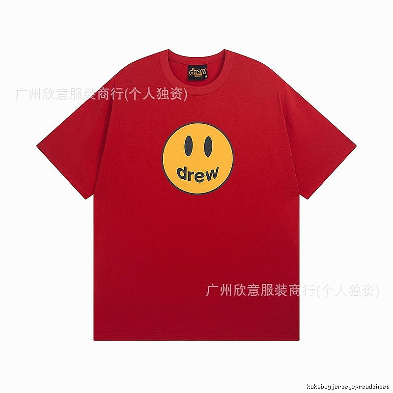 DREW Smiley American Street Style Red Short Sleeve T-Shirt