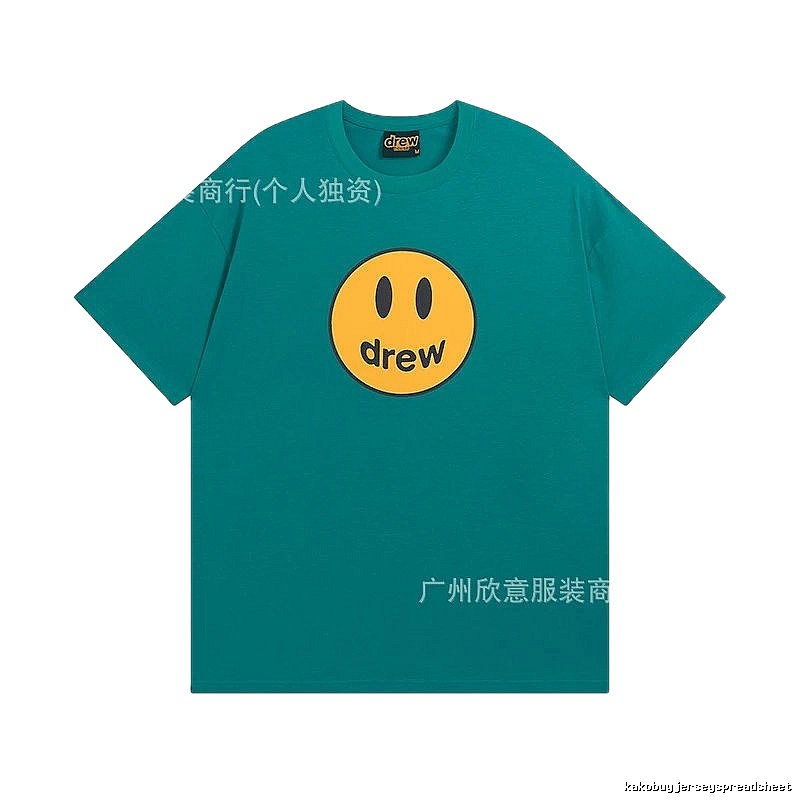 DREW Smiley Face Casual Style Lake Green Short Sleeve T-shirt