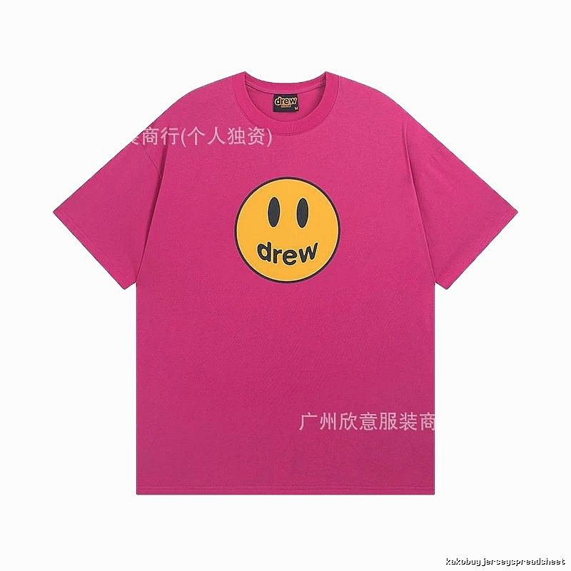 DREW Smiley Face Print Street Style Rose Red T-Shirt