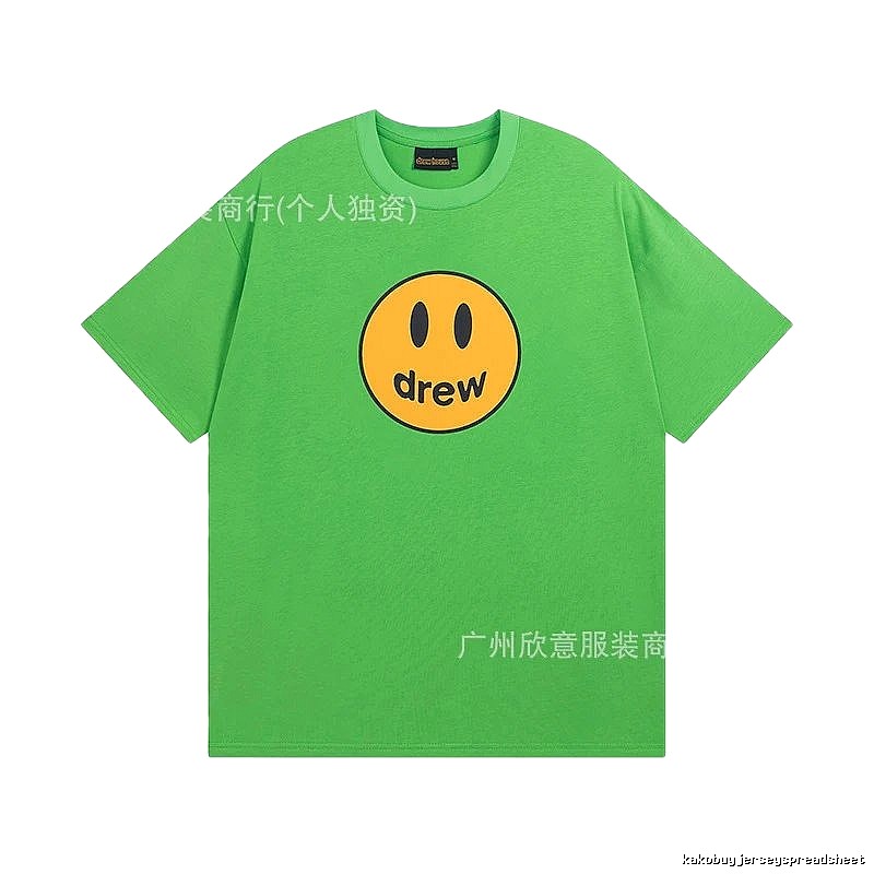 DREW Smiley Face Street Style Green Short Sleeve T-Shirt