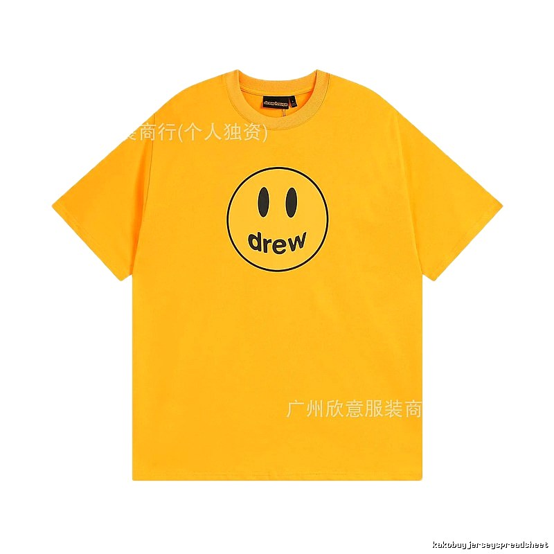 DREW Smiley Face Street Style Yellow Short Sleeve T-shirt