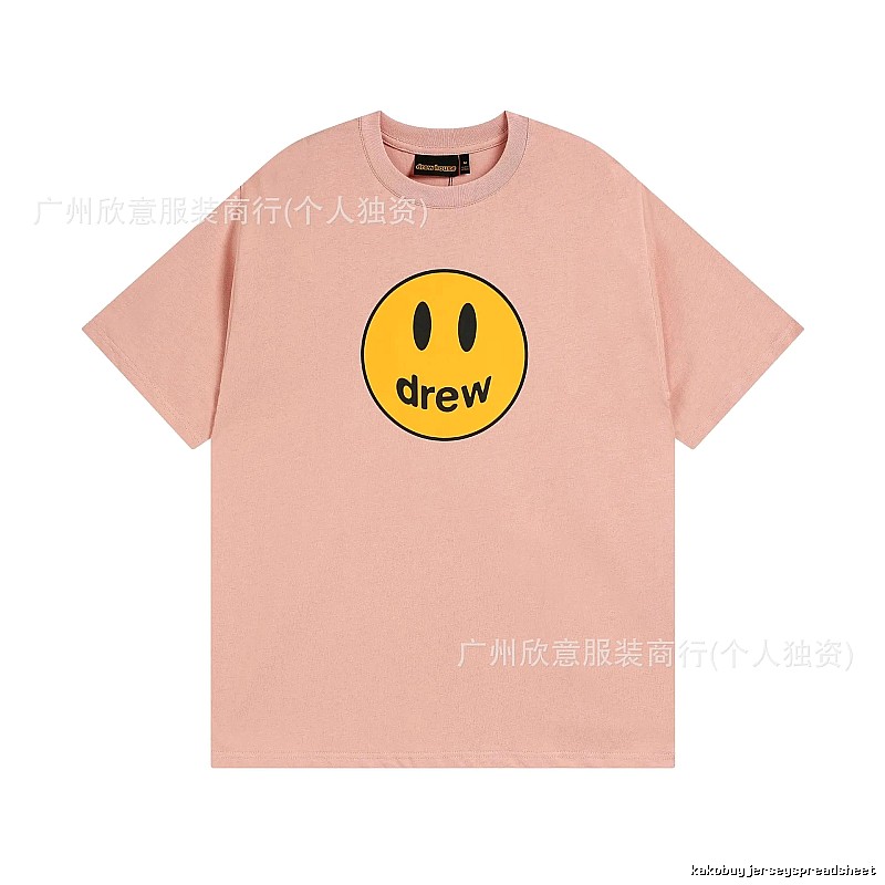 Drew Smiley Print Street Style Pink T-Shirt