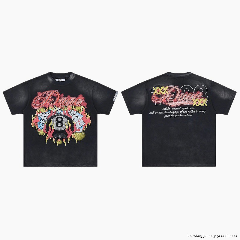DUAA Black Eight Series American Retro Black T-Shirt