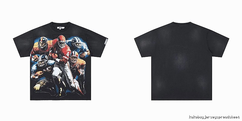 DUAA Rugby Print Retro Black T-Shirt