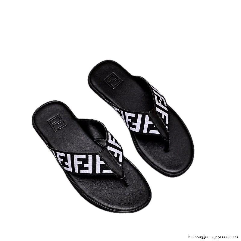 Fendi FF Monogram Trendy Black Flip-Flops