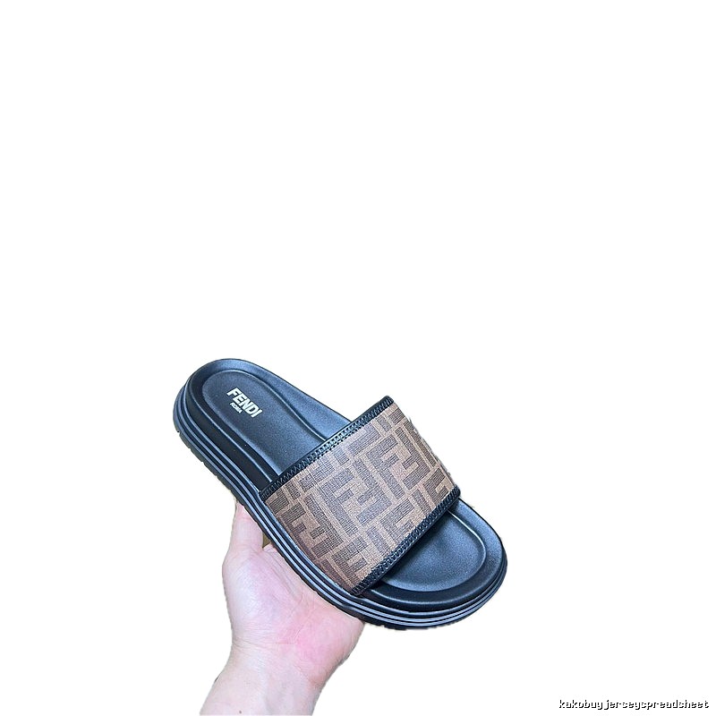 Fendi FF Monogram Vintage Style Brown and Black Slide Sandals