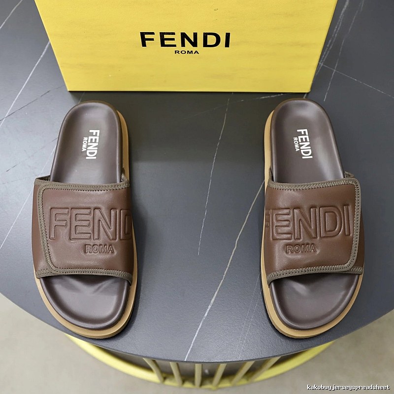 Fendi Roma Light Luxury Style Brown Slides