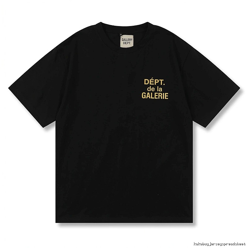 Gallery Dept Black Background with Yellow Lettering Trendy T-shirt