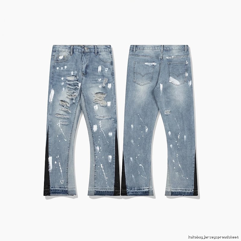 Gallery Dept Hole-Ripped Denim Blue Jeans
