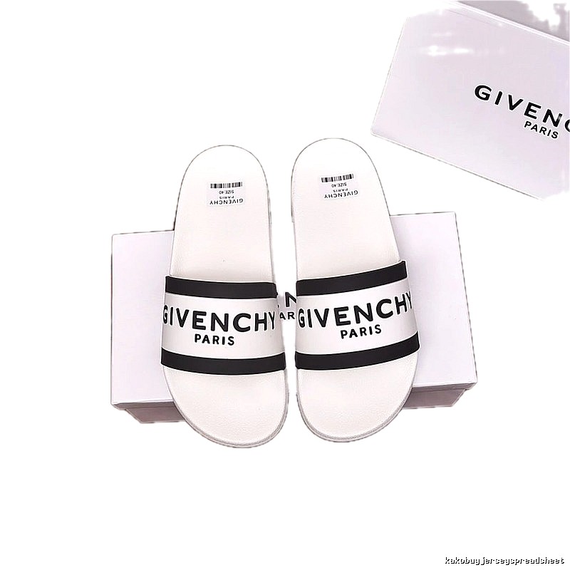 Givenchy Paris Minimalist Lettering White-Black Colorblock Slide Sandals