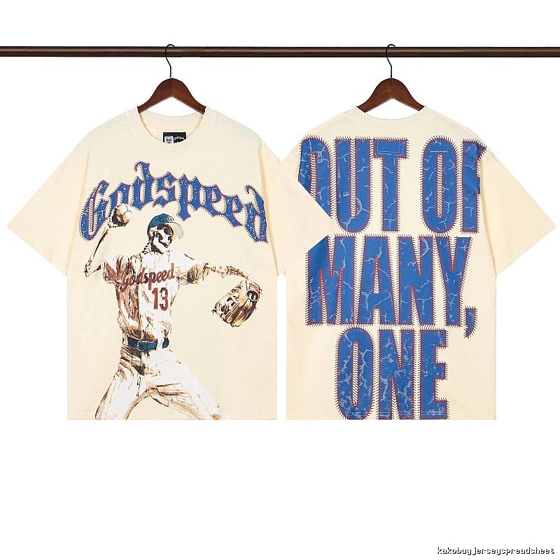 Godspeed Baseball Print Vintage Beige T-shirt