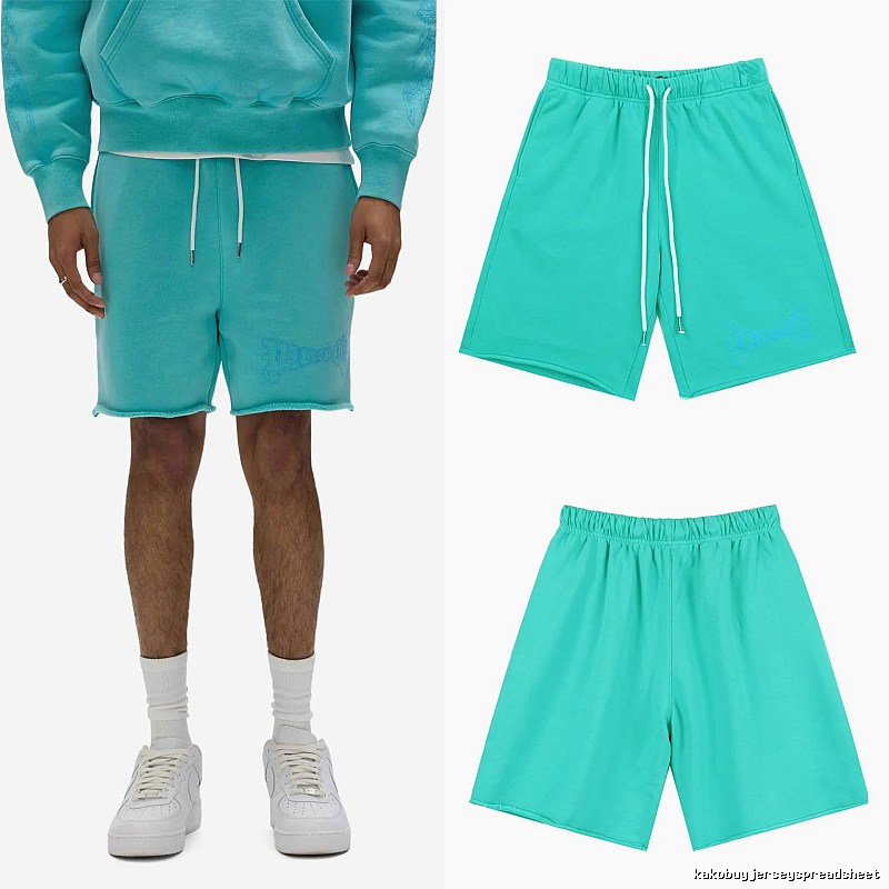 Godspeed Embroidered Street Style Lake Blue Casual Shorts