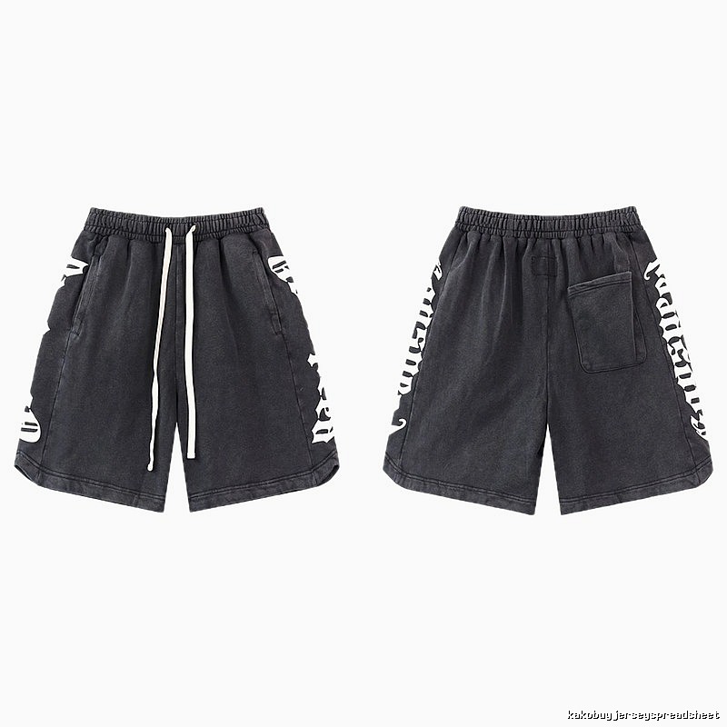 Godspeed Gothic Print Street Style Charcoal Black Shorts