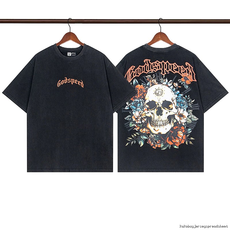 Godspeed Skull Floral Street Style Black T-Shirt