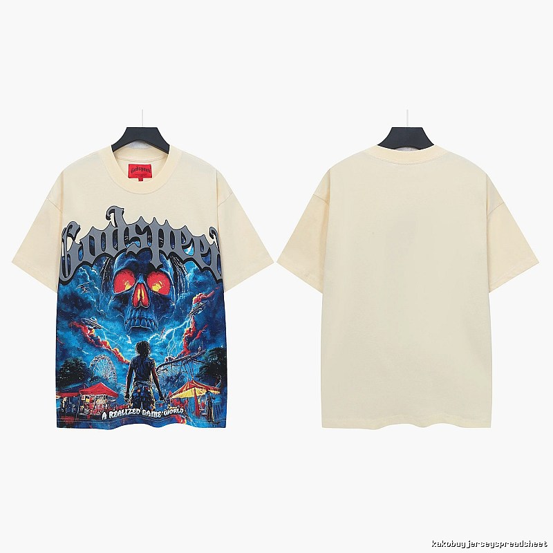 Godspeed Skull Print Street Style Beige T-shirt