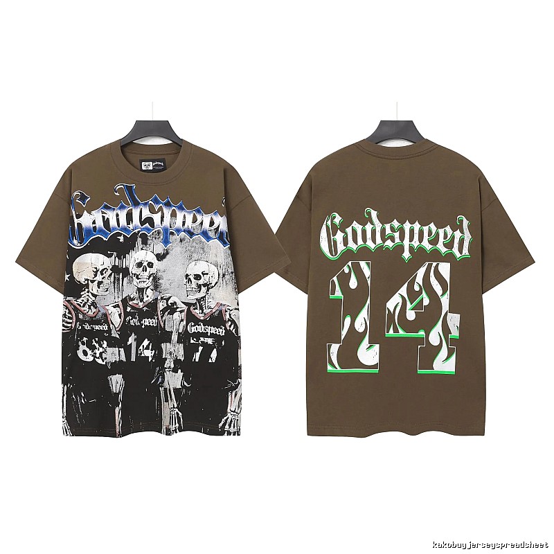 Godspeed Skull Print Street Style Brown T-Shirt