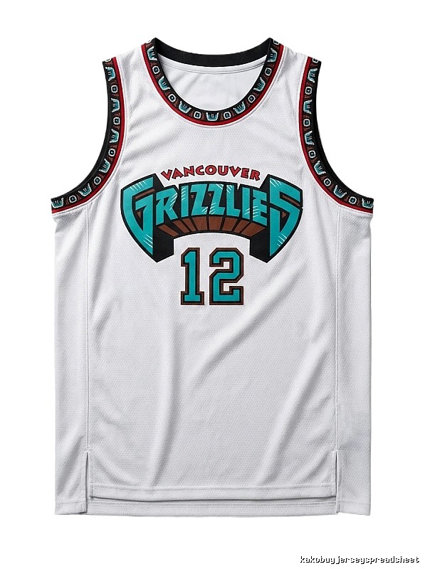 Grizzlies No. 12 white basketball jersey