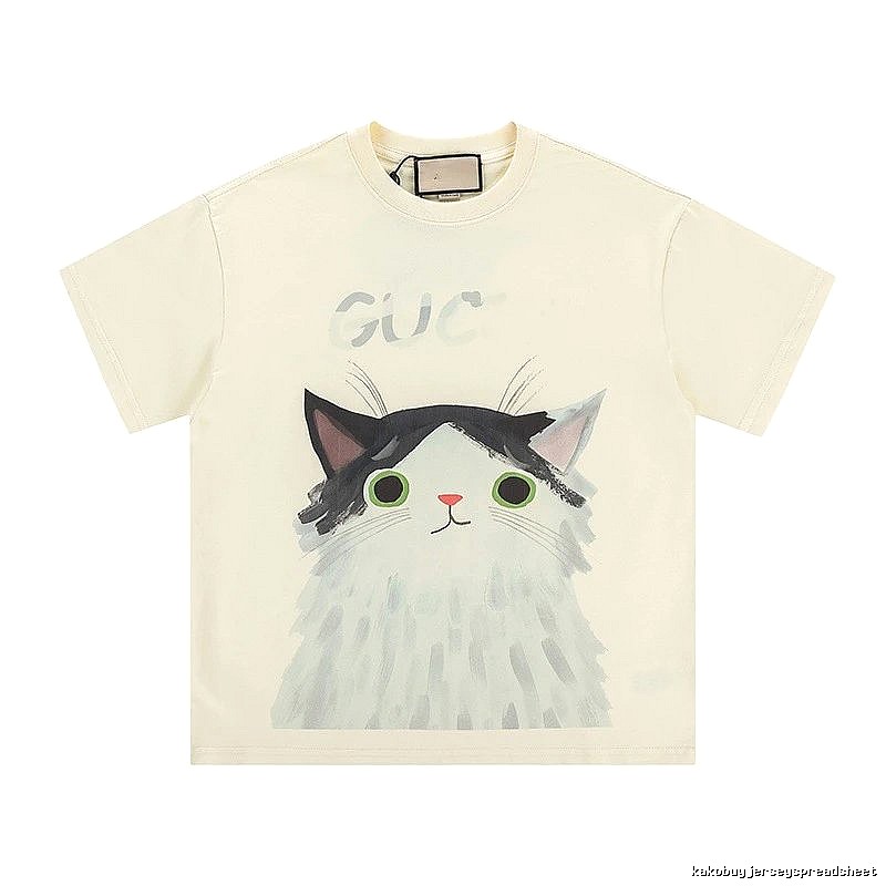 Gucci Cat Print Cartoon-style Off-white T-shirt