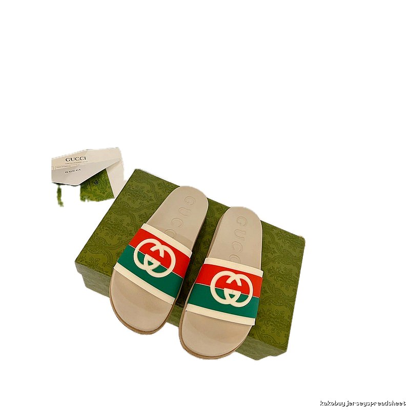 Gucci Classic Double G Vintage Red and Green Color-block Slide Sandals