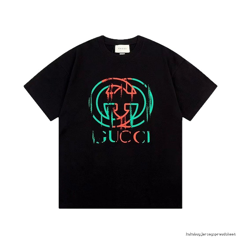 Gucci Double G Graffiti Street Style Black Short Sleeve T-Shirt