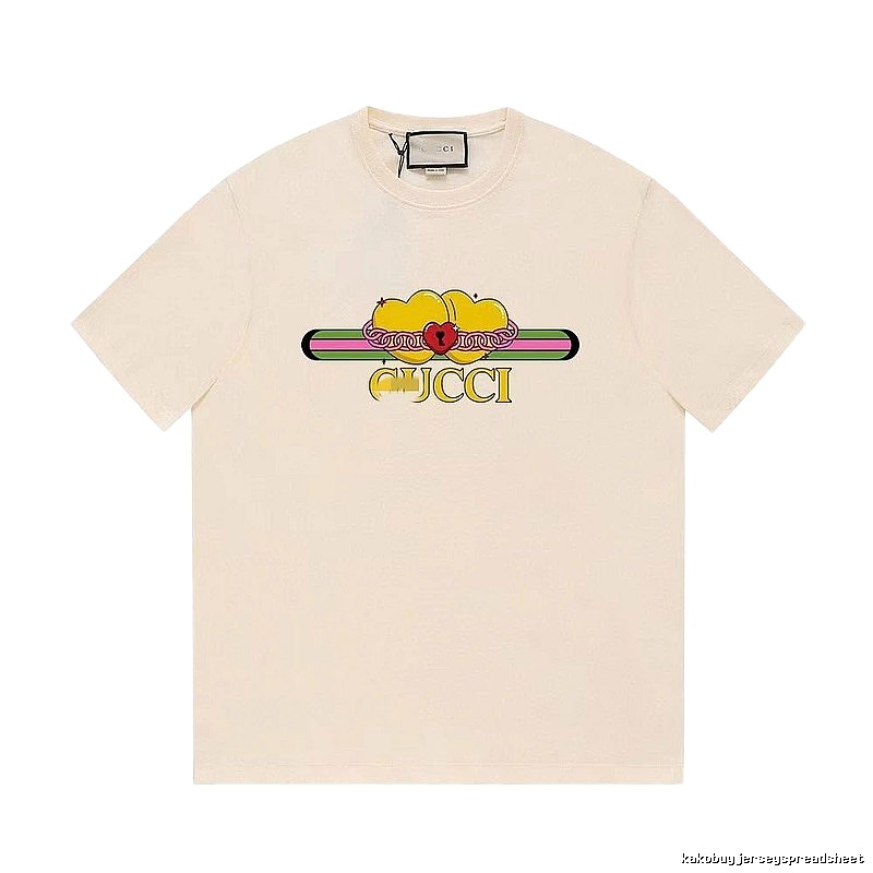 Gucci Double Heart Print Casual Style Off-White T-Shirt