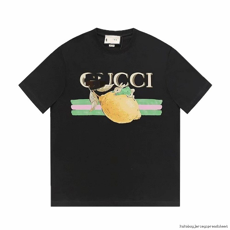 Gucci Lemon Print Casual Style Black T-shirt