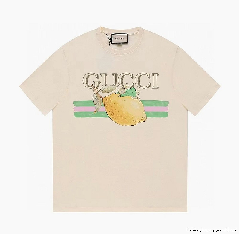 Gucci Lemon Print Casual Style Off-white Short-sleeve T-shirt