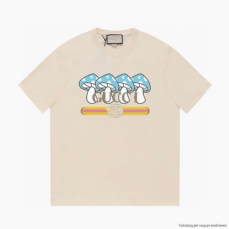 Gucci Mushroom Print Casual Style Off-white T-shirt