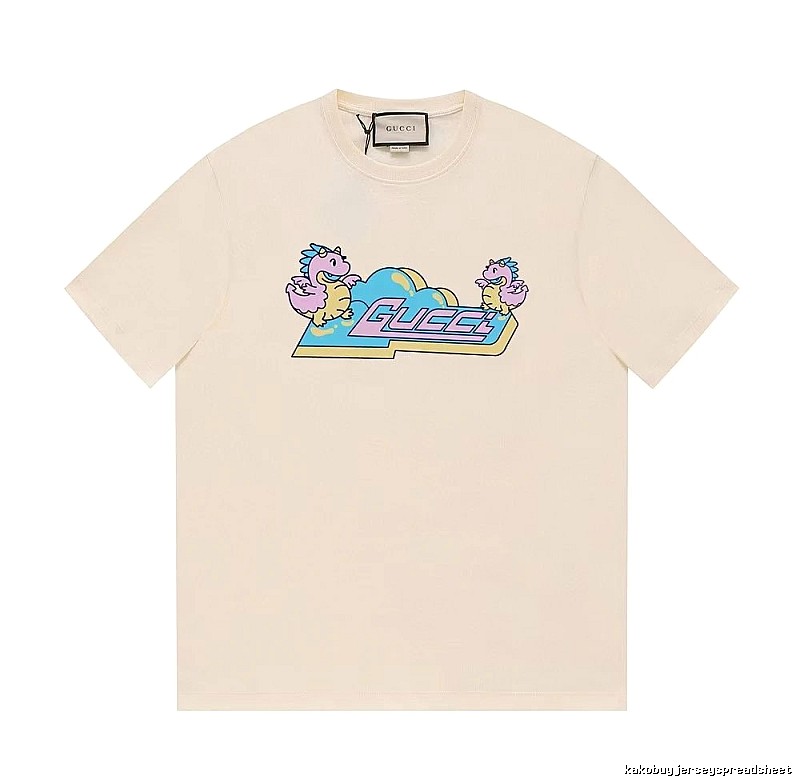 Gucci Year of the Dragon Collection Cartoon Style Off-white Short Sleeve T-shirt
